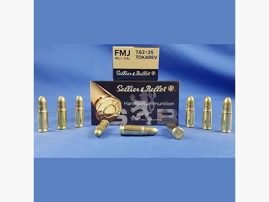 Sellier&Bellot 7,62x25mm Tokarev FMJ 85grs 5,5g 50 Stk.
