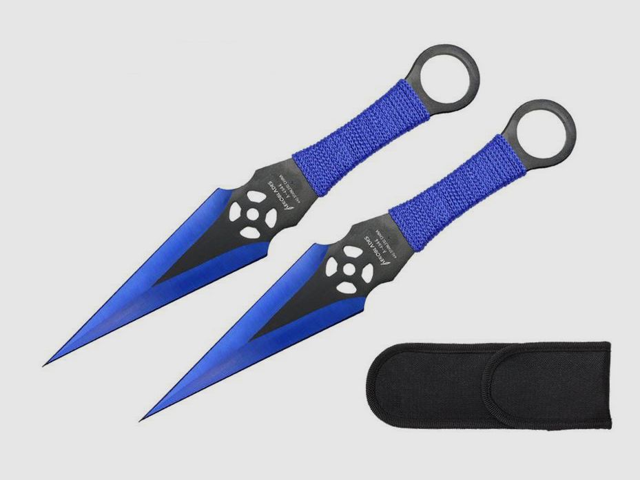 Set de 2 couteaux de lancer Kunai bleu