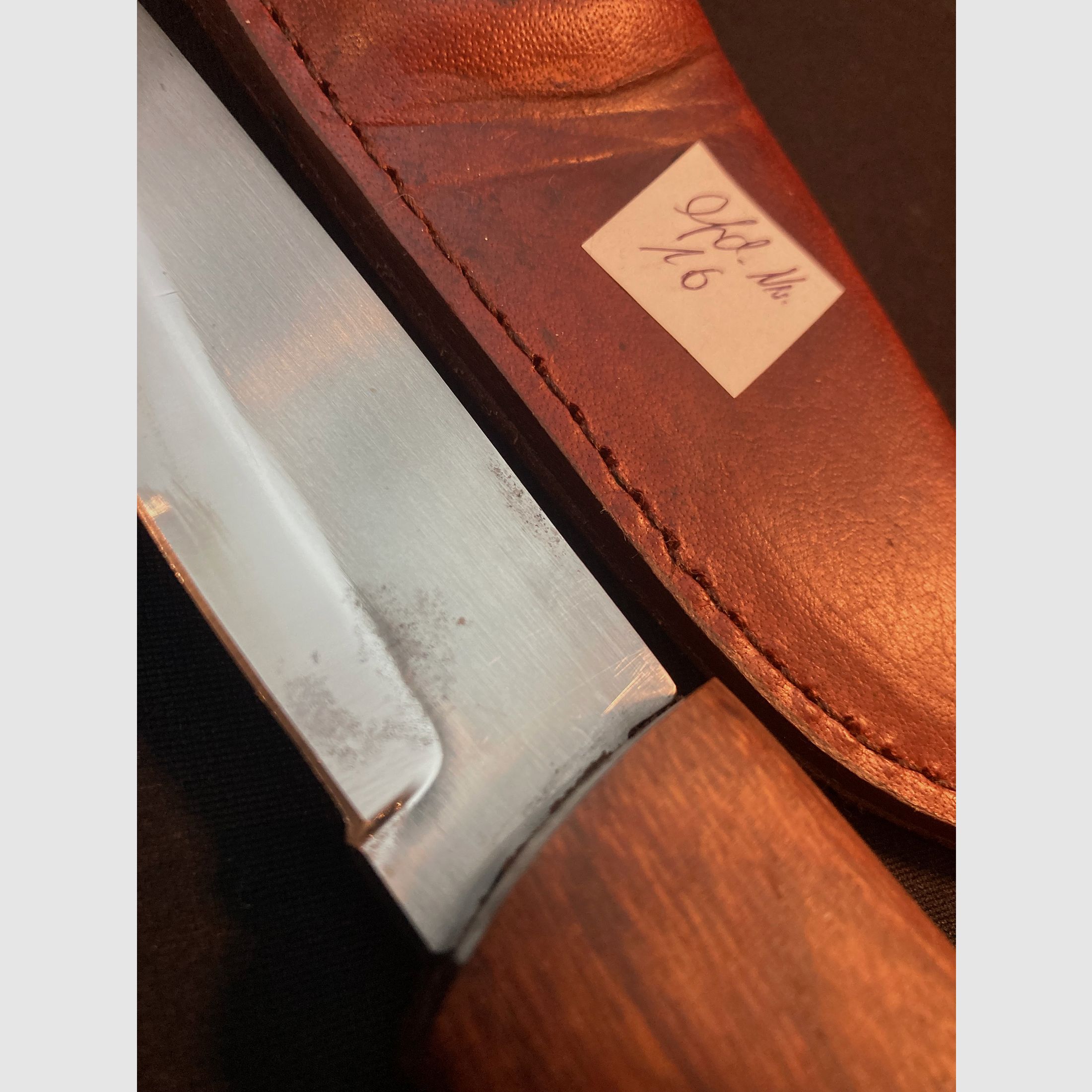 Gürtelmesser, Jagdmesser, Holzgriff, Lederscheide 16