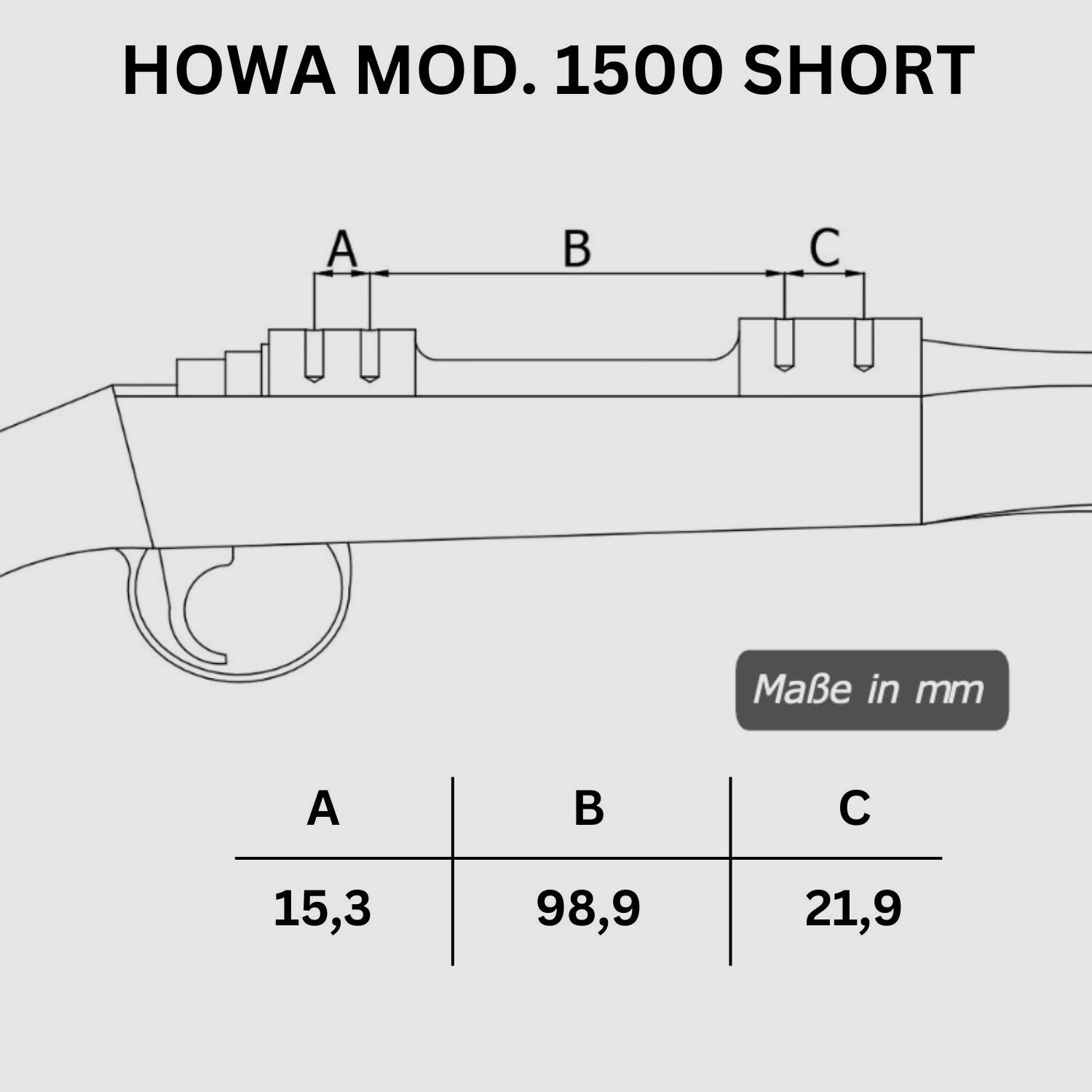 Rifle Doc Picatinny Weaver RAIL in acciaio per HOWA 1500 SA (Short Action)
