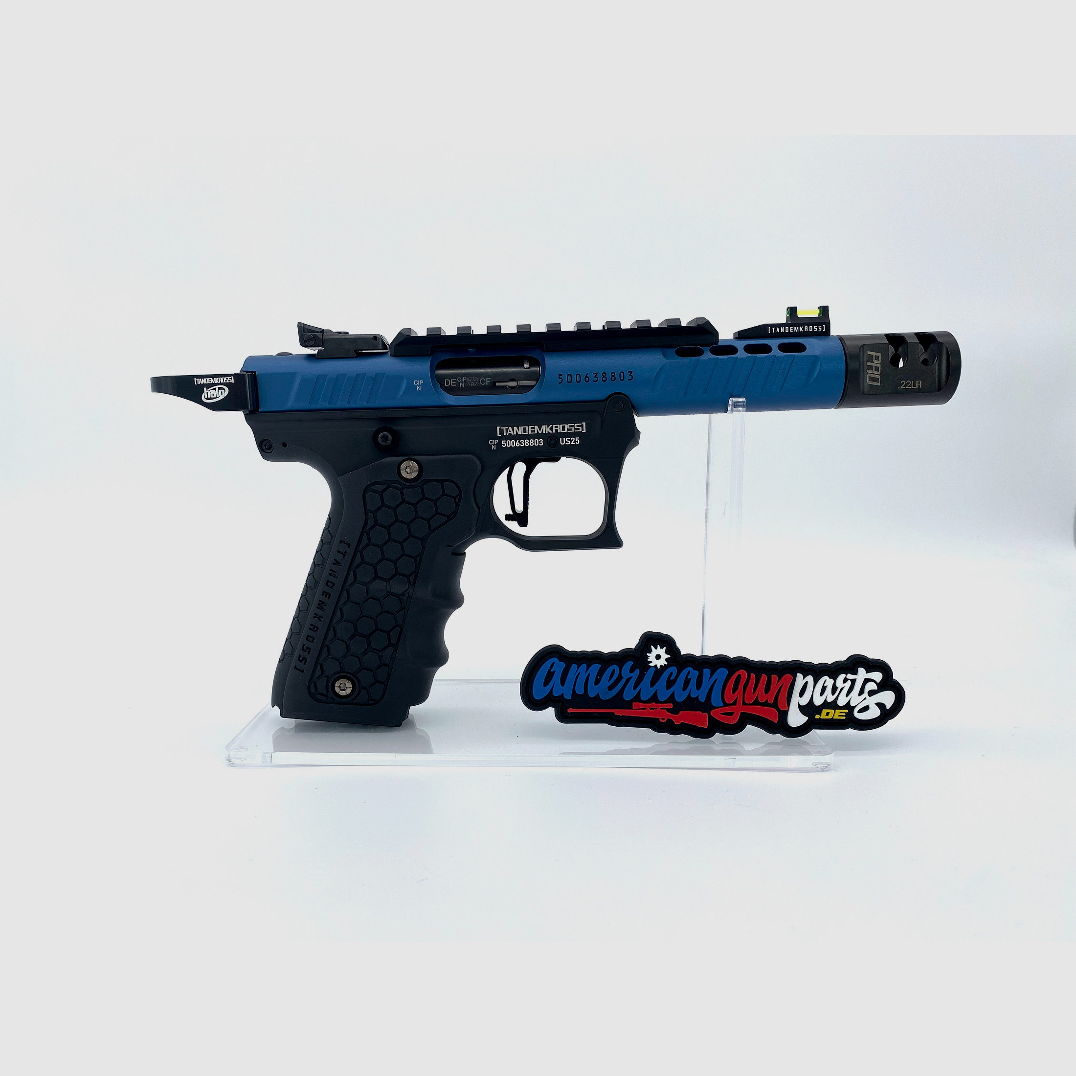 Tandemkross TANDEMIZED Ruger Mark IV 22/45 Race Gun - blauwe 43691 bovenkant, zwarte onderkant, zwarte bedieningselementen