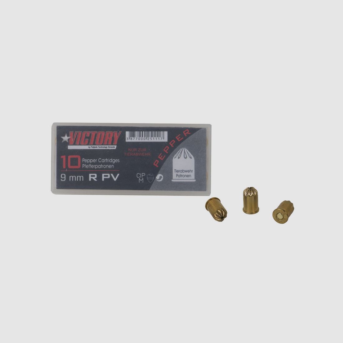 Pfefferpatronen Abwehrpatronen Victory Kaliber 9 mm R. PV fĂĽr Revolver und Weihrauch HW 94 90 mg Wirkstoff 10 StĂĽck (P18)
