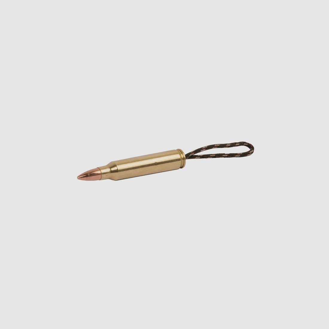 SchlĂĽsselanhĂ¤nger Parachute Cord mit Kaliber 5,56 X 65 .223 Rem Patrone gemustert grĂĽn braun handgefertigt