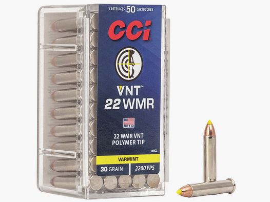 CCI VNT .22 WMR 30GR Polymer Tip 50 cartouches