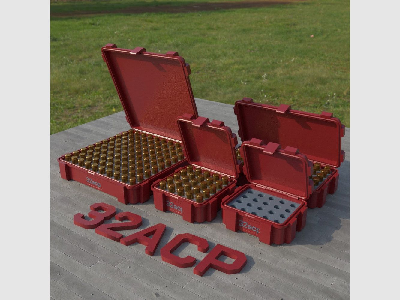 Caja de municiones Filamelt / .32 ACP / 'tapa abatible' / caja de cartuchos, caja de municiones