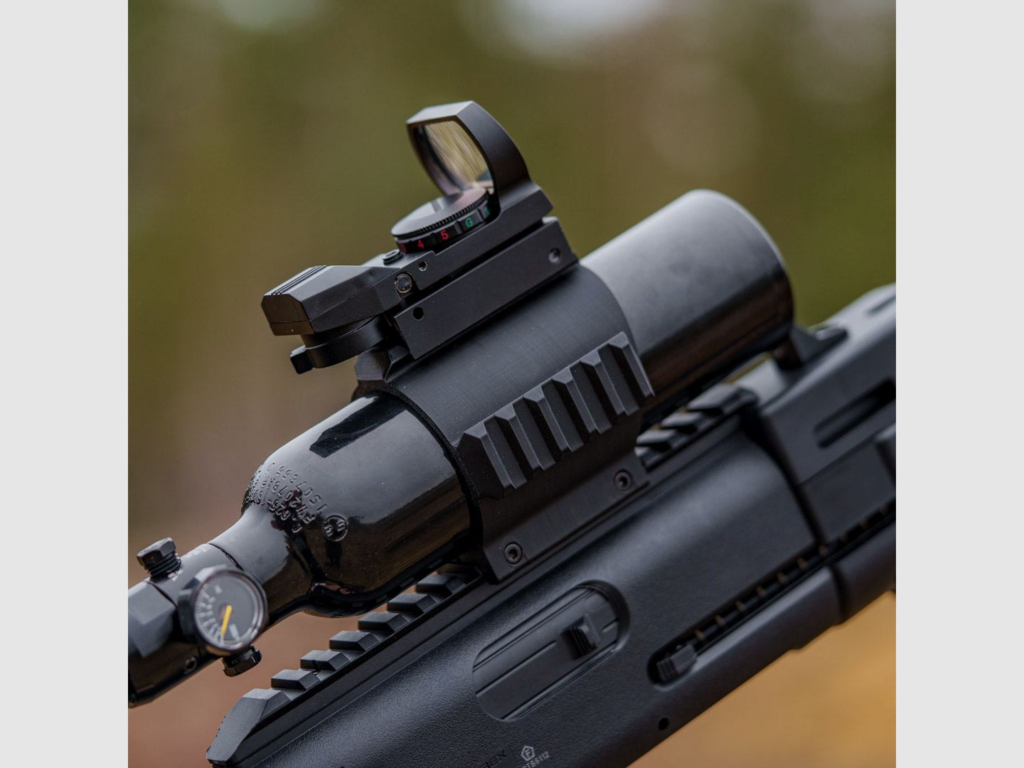 BOTTLE CLAMP | 3x Picatinny rail | HDR50 | HDR68 | HDB68 | 50mm | 0.2 HPA bottle