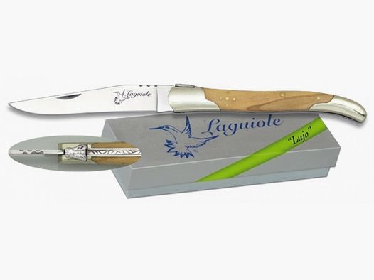 Cuchillo de bolsillo Laguiole 9,5 cm Olivo Abeja Filework en caja