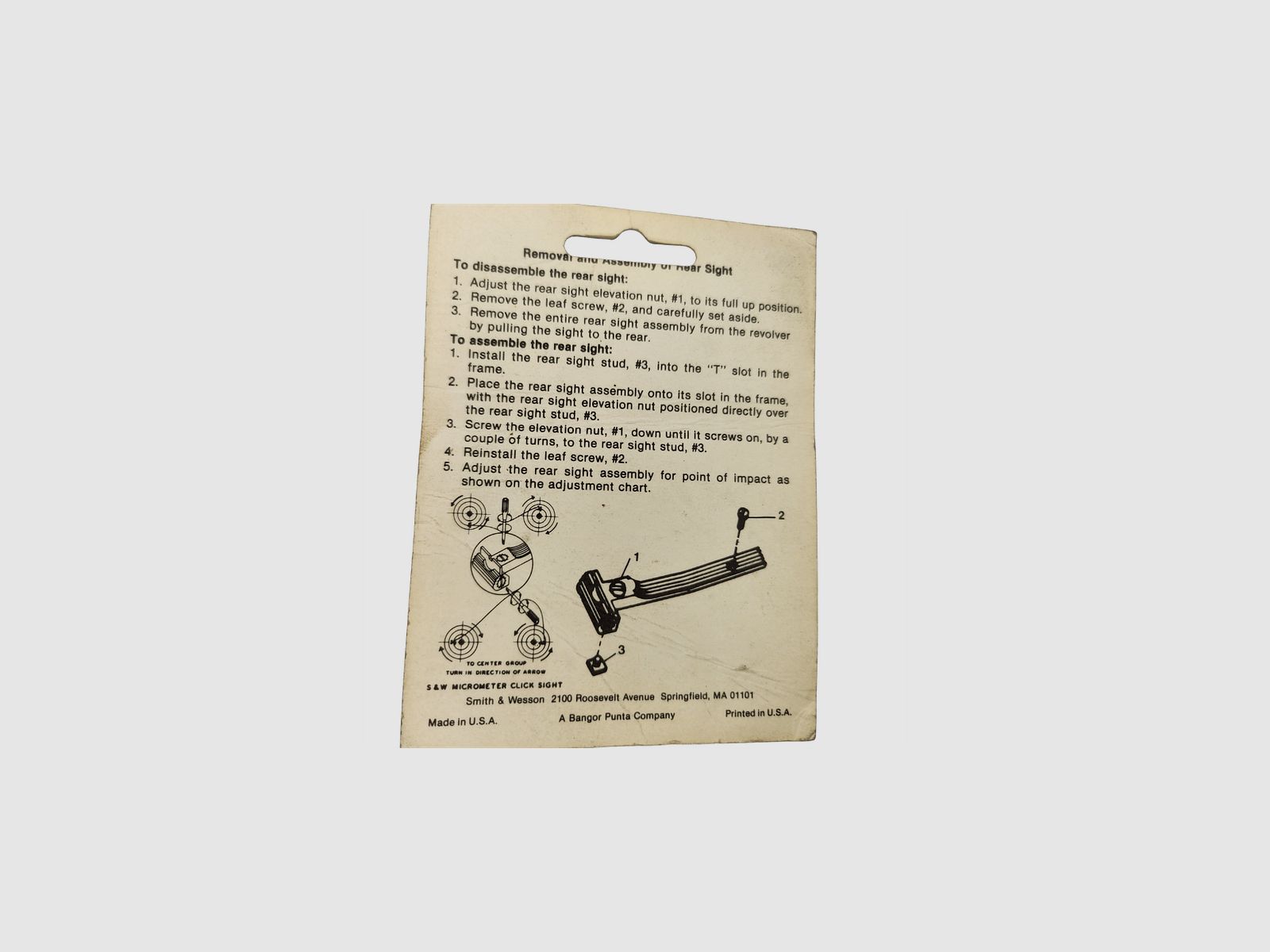 Smith & Wesson Rear Sight Assembly Old Style White mod. 27 .160 040850000, image 3 of 6