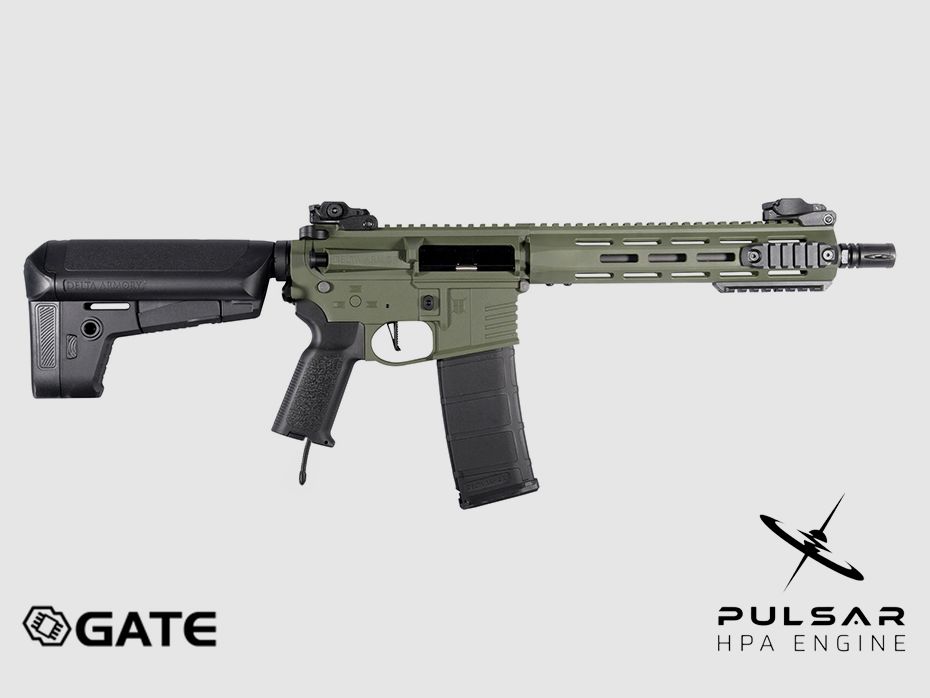 Delta Armory M4 AR15 M-LOK 10 Zoll CHARLIE GATE PULSAR HPA Airsoft Gewehr in Oliv