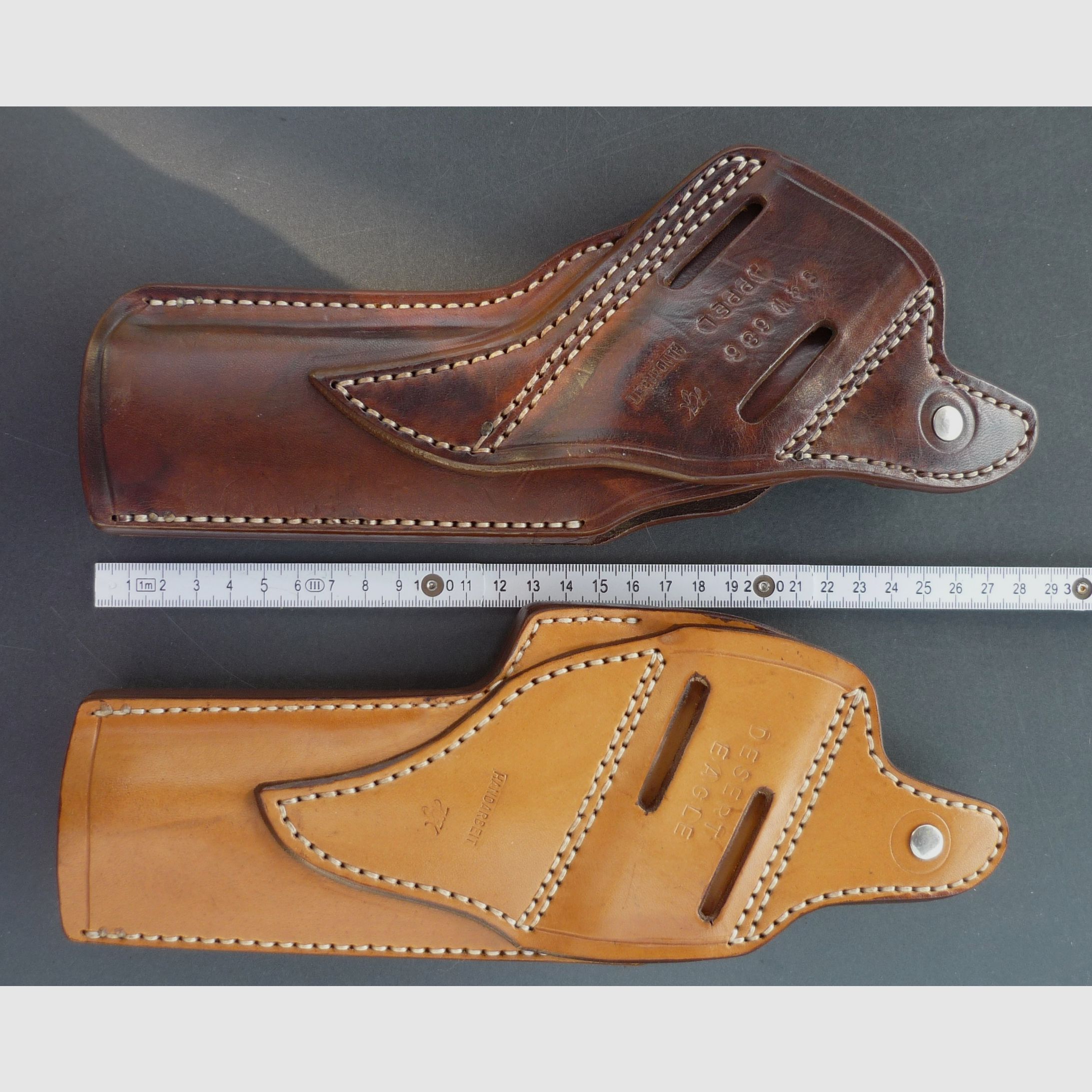 HKDesign Holster Art. Nr. 003 mit Teflon Kornschiene und Snapverschluß  für:   S&W 686  6" Appel  oder Desert Eagle  -   für Linkshänder