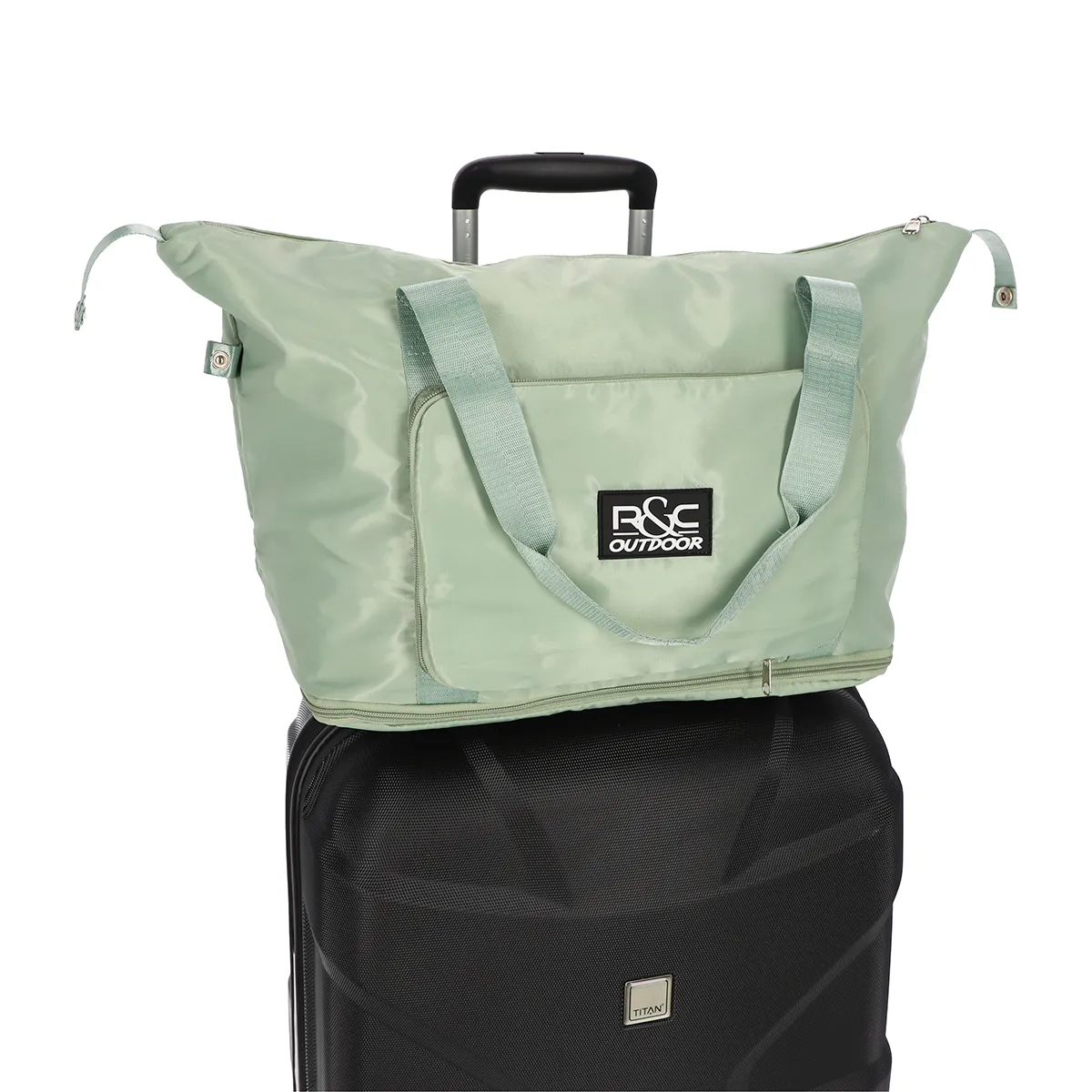 Sac de voyage vert pastel pliable, image 5 sur 8