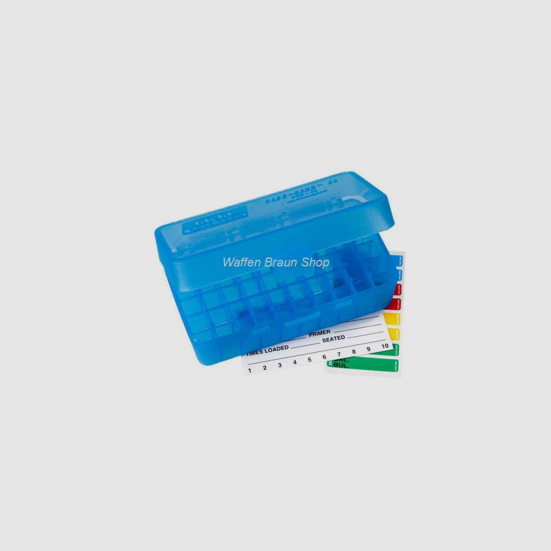 MTM Klappdeckelbox .41/.44Mag Blau für 50 Patronen aus hochwertigem Kunststoff sehr stabil mit Schna