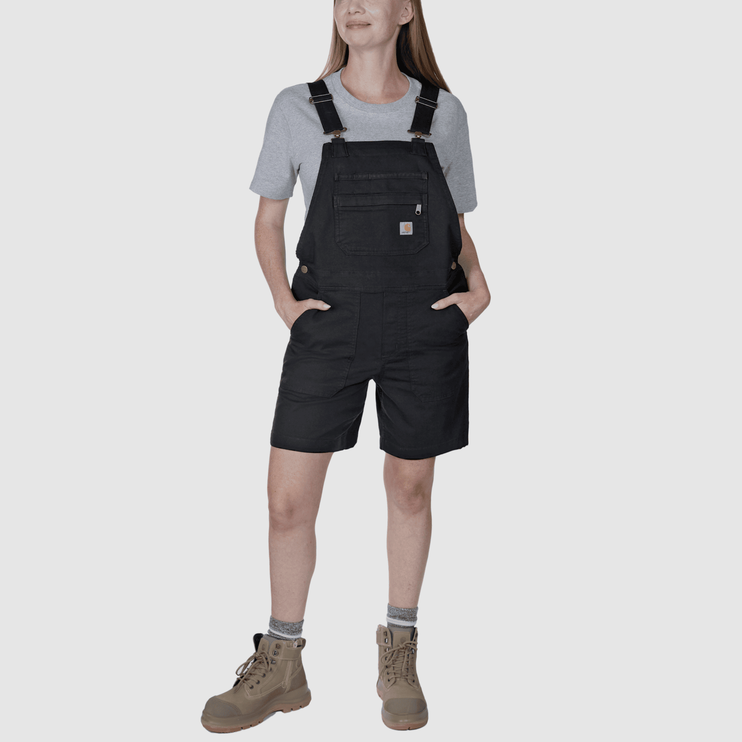 Carhartt Relaxed Fit Canvas Latzhose Shorts, Damen, Black, XS