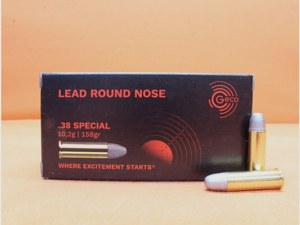 GECO Patrone .38Special GECO 158grs LRN (2317718) VE 50 Patronen/ 10,2g Blei-Rundkopf
