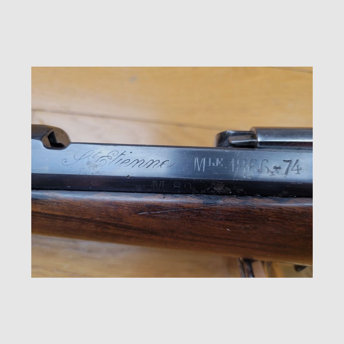 Schöne Gendarmerie-Repetierbüchse Gras 1874 – 11mm Gras – monomatrikulierter y c. seltener Bajonett mit Hülse 1874 -TBE, Bild 1 von 27