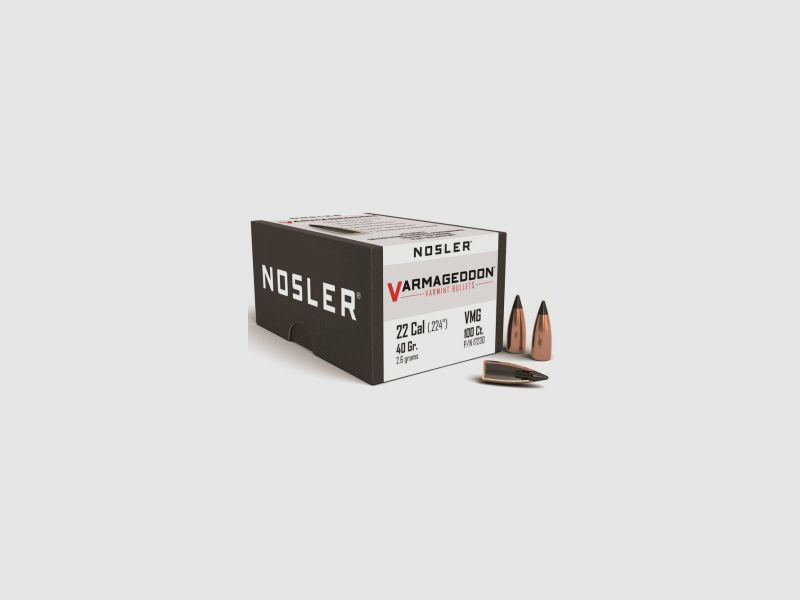 Proiettile Nosler .22/.224 Varmageddon 40GR parziale giacca punta piatta base 100 pezzi