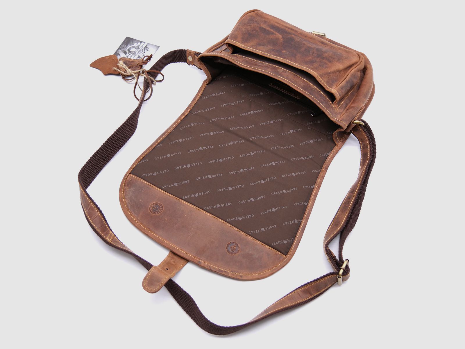 Greenburry Leder Jagdtasche Tragetasche Hunting Bag braun 1638-STAG3-25