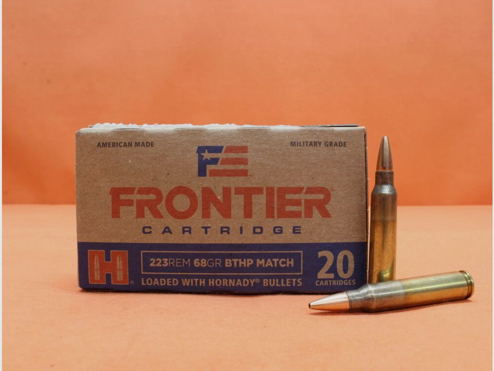 Hornady Patrone .223Rem Hornady 68grs BTHP (R160) VE 20 Patronen Frontier/ 4,41g Hohlspitz-Torpedoheck-Match