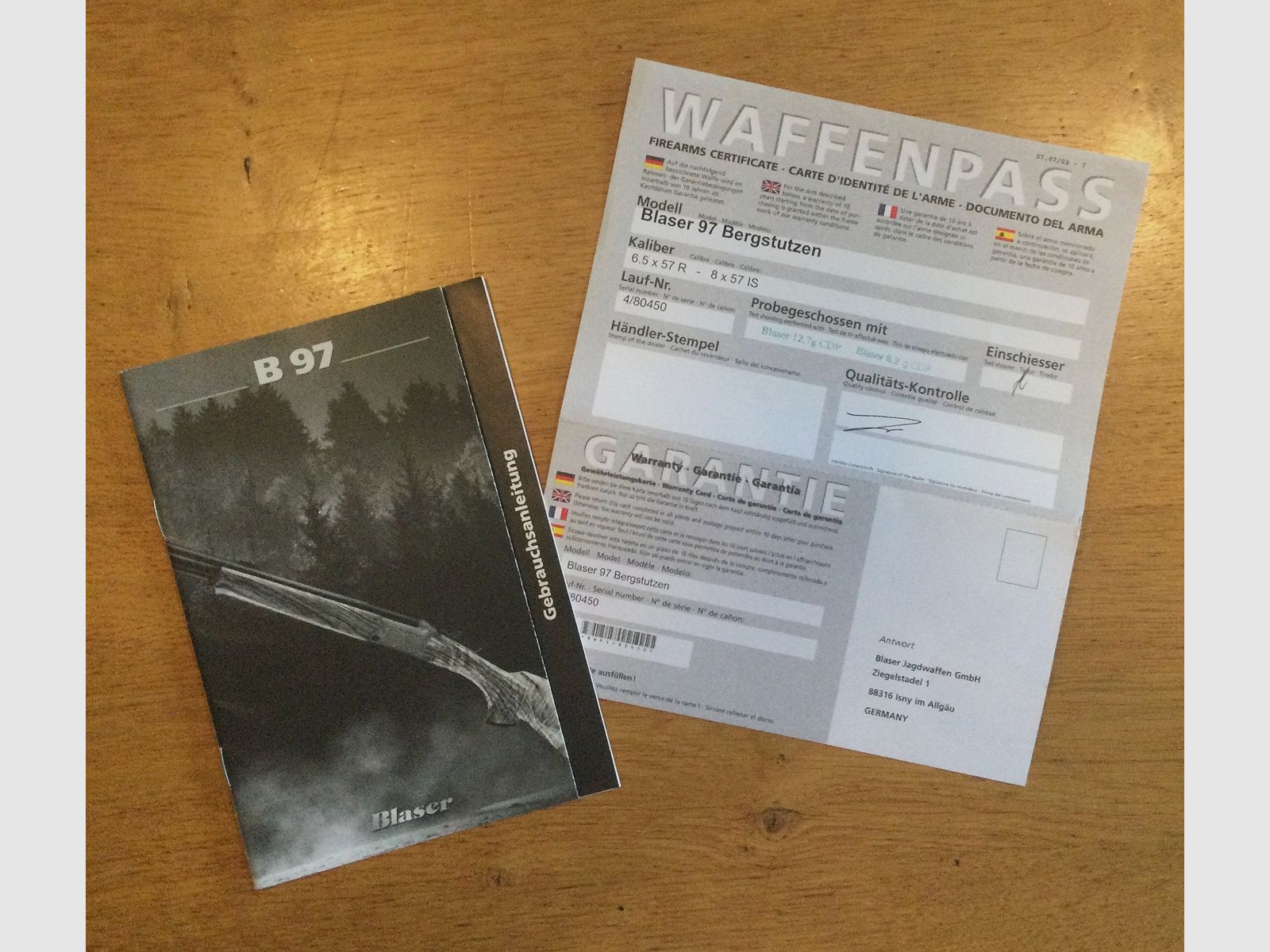 Blaser 97 Bergstutzen 6.5x57 R. 8x57 IS links