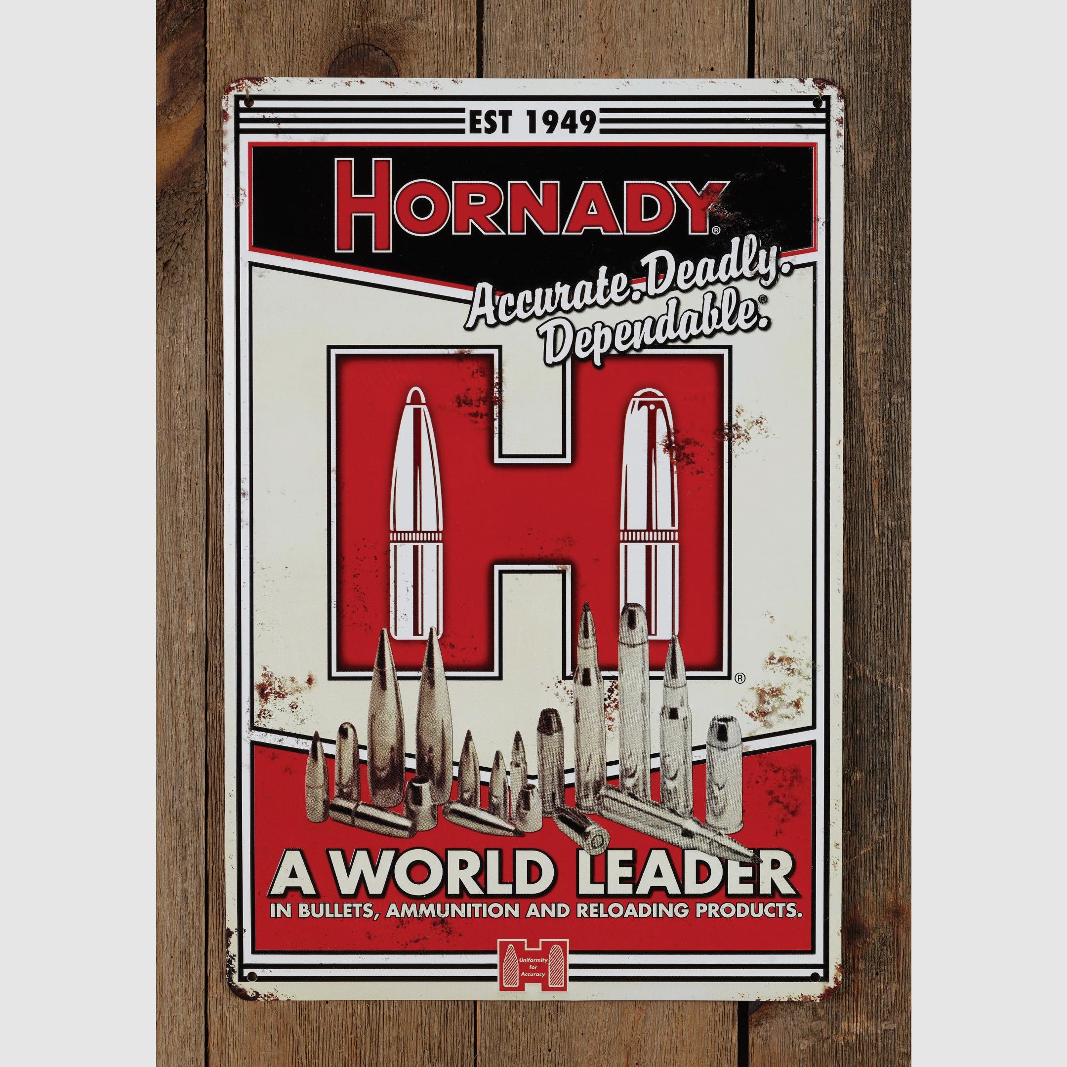 Hornady Vintage-Blechschild „Accurate. Deadly. Dependable.“ – 44,5×29,8 cm