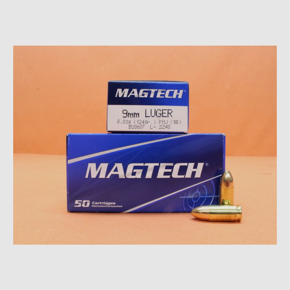 Magtech Patrone 9mmLuger Magtech 124grs FMJ/ FMC (9B) VE 50 Patronen/ 8,03g Vollmantel