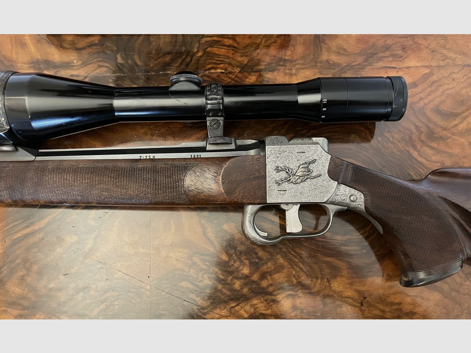 Blocco fucile Heeren 7x75 SEvH con cannocchiale Zeiss e matrici