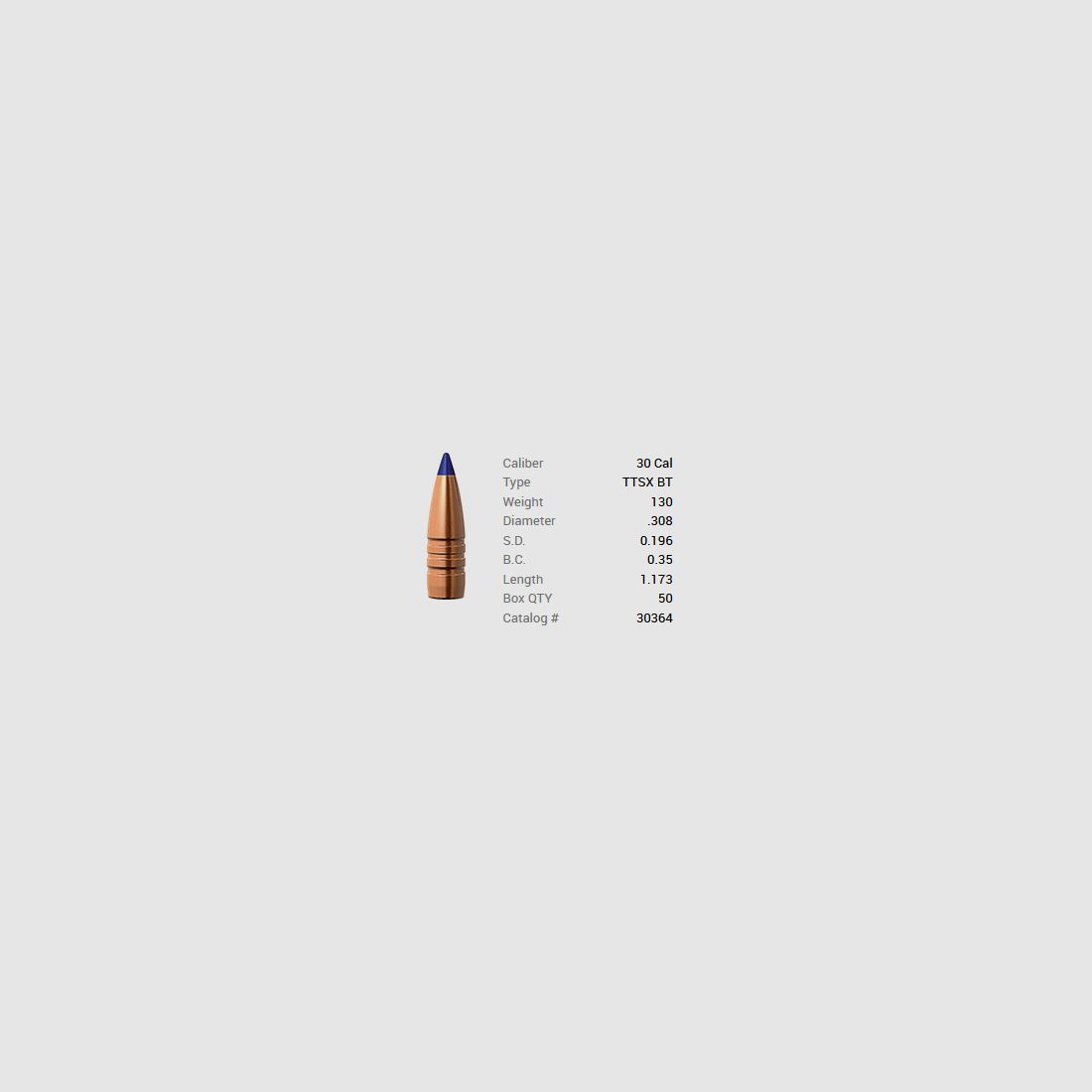 Barnes Geschoss .30/.308 130GR Tipped TSX BT 50 Stück