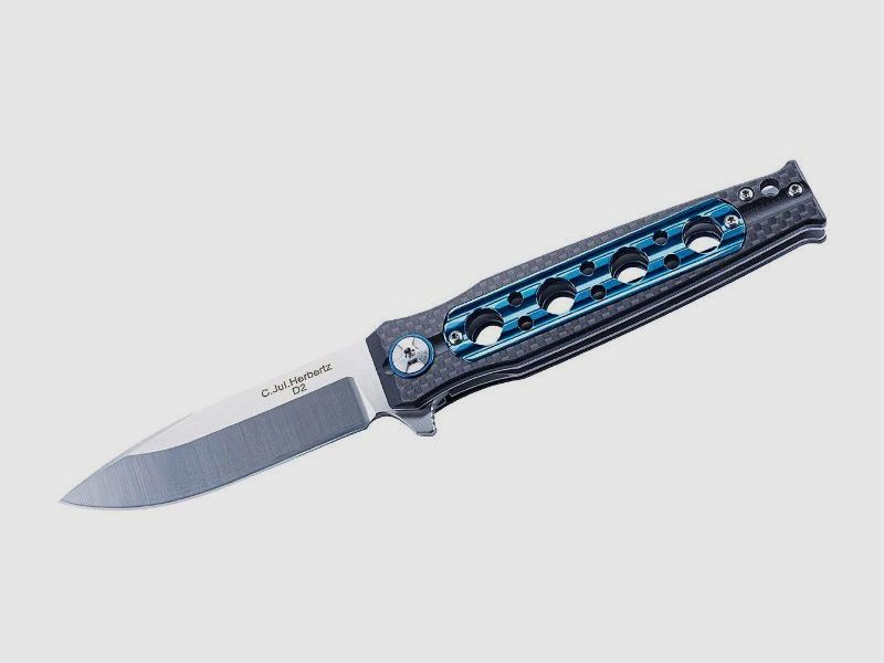 Einhandmesser Carbon - 9,7cm Klinge, Stahl D2
