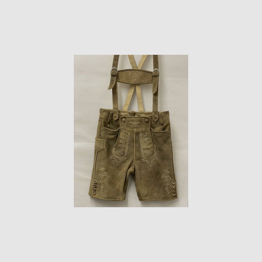 Pantalon en cuir pour homme court avec bretelles, image 1 sur 3
