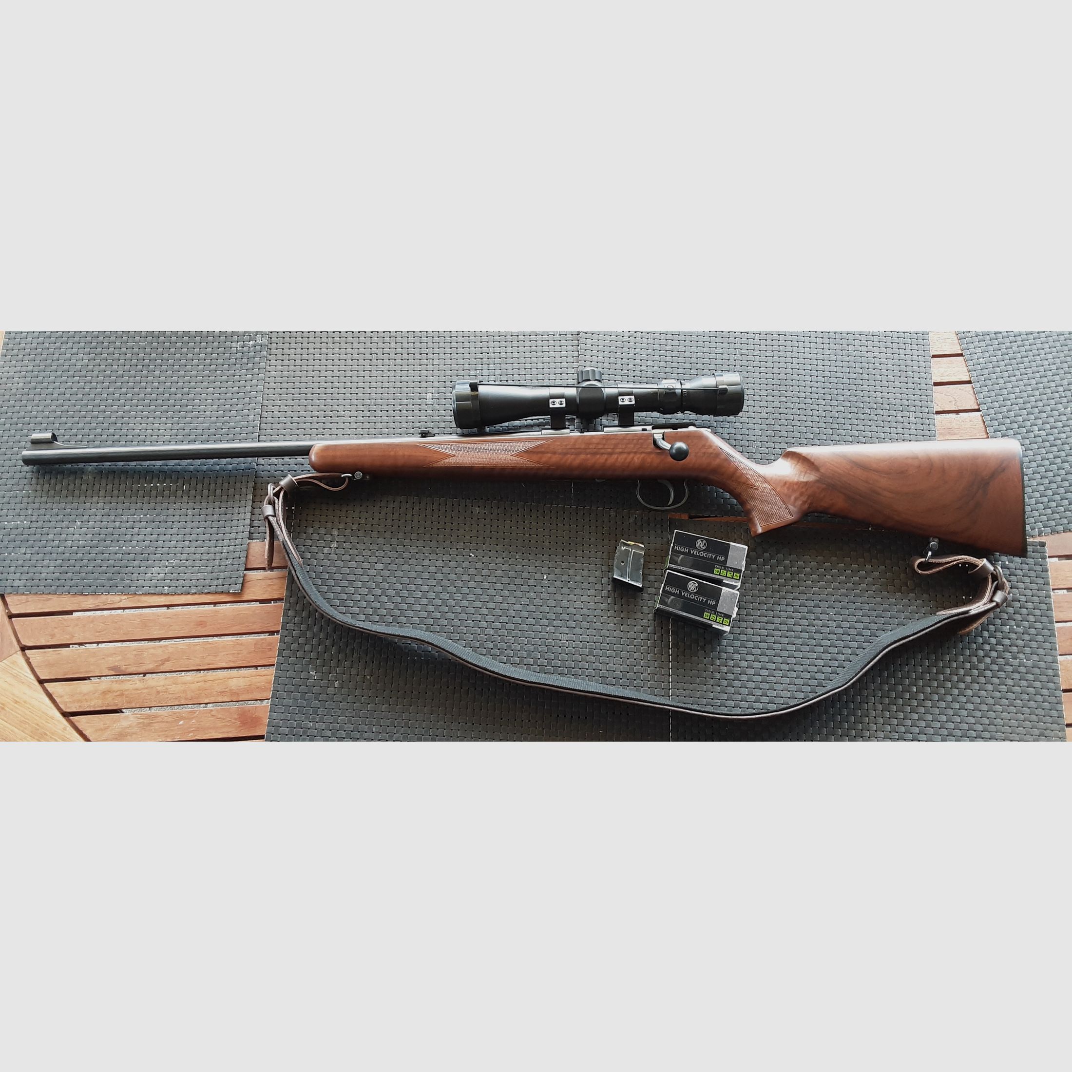 Repetierbüchse Anschütz 1416 Kaliber 22 l.r.  mit Glas Walther 3-9x 40 NEUWERTIG !