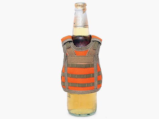 Mini Schutzweste für Bierflasche / Weinflasche / Thermosflasche - Orangerot