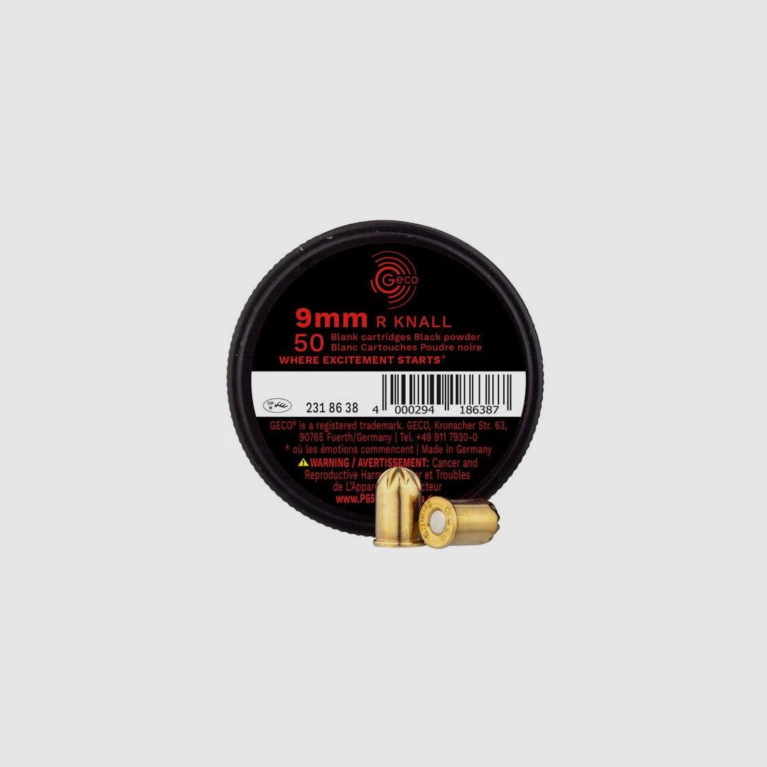 Geco Platzpatr. 9mm R Knall - Schwarzpulver, Dose (a50)
