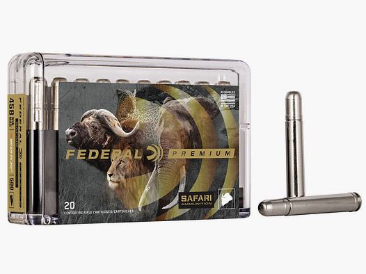 Federal Premium Safari Trophy Bonded Bear Claw .458 Win. Mag. 500GR bonded JSP 20 cartouches