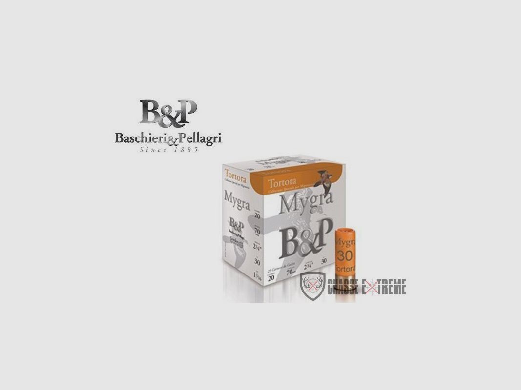 25 Patronen B&P Mygra Tortora 30 Gr Kal. 20/70