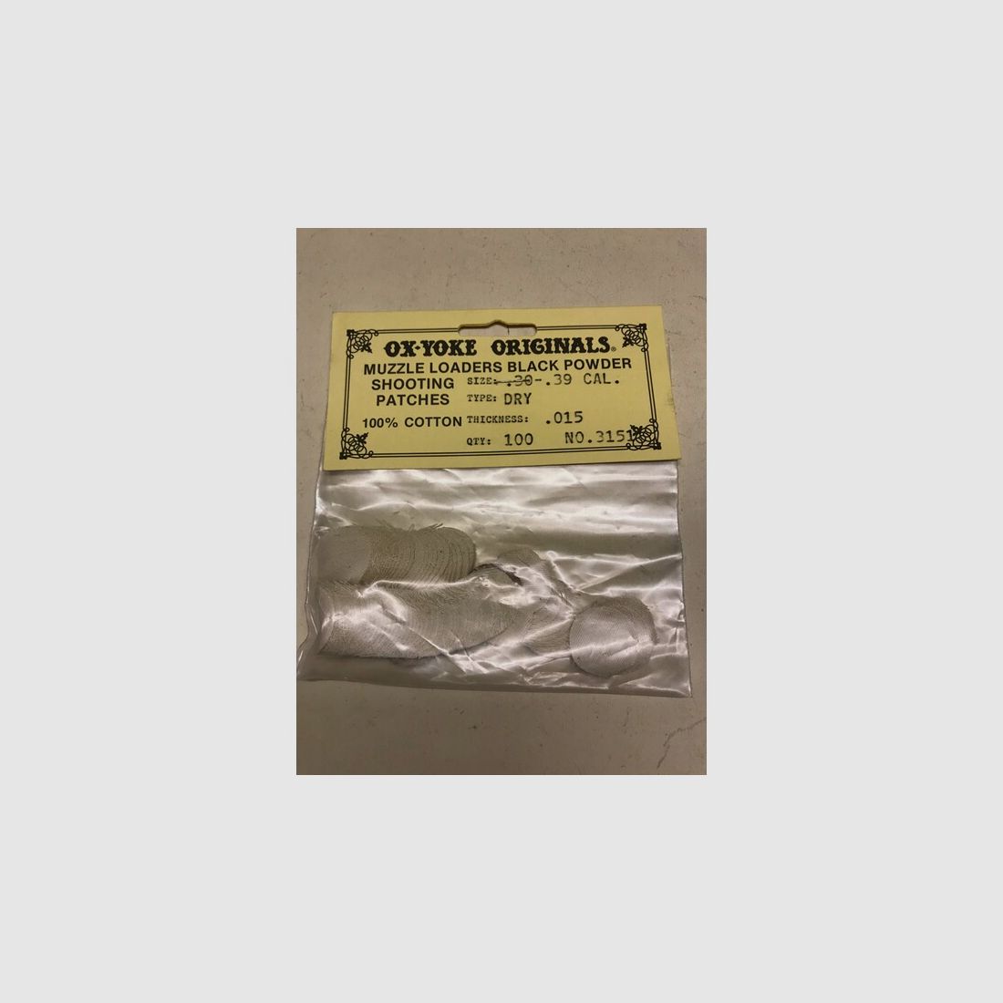 Schusspflaster Vorderlader Kal. .30-.39 Ø 22mm Stärke 0,31mm 0,015inch OxYoke