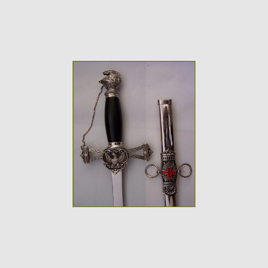 Ritter von St. John Freimaurer Schwert Adler Wache Kette 37.5"