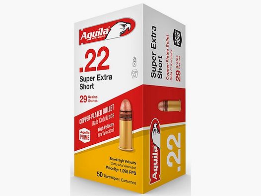 Aguila Super Extra Short High Velocity .22 Short 29GR FMJ 50 cartouches