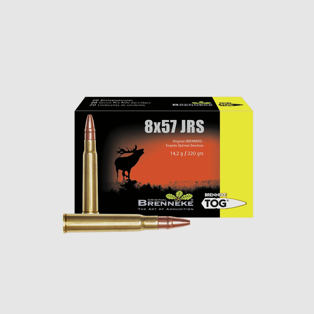 Rifle cartridge with TOG bullet – 8 x 57 IRS, Orig. BRENNEKE TOG 14.2 g VE20