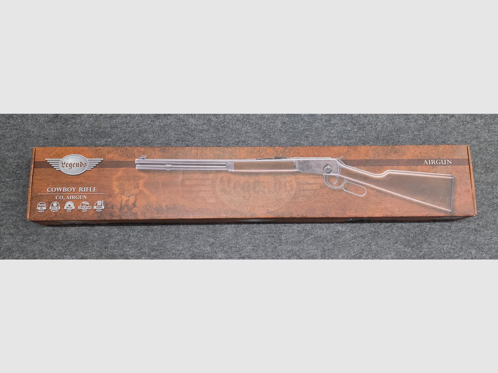 Beautiful Cowboy Rifle Lever Action Legends Co2 rifle Western in cal. 4.5mm with 10 cartridges