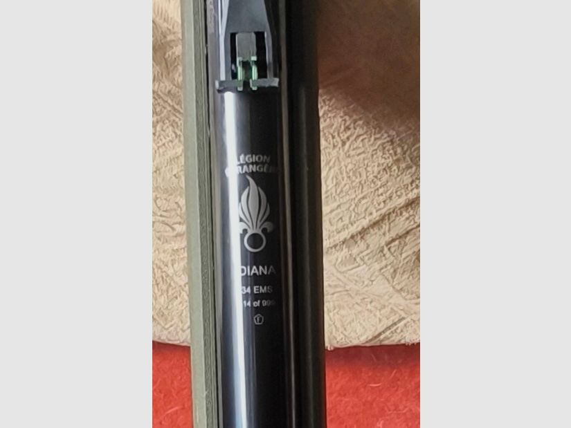 Diana 34 EMS Legion foreign special edition 514 of 999 color OD GREEN, only three Diablos shot for testing, visually and functionally in good condition, caliber 4.5mm