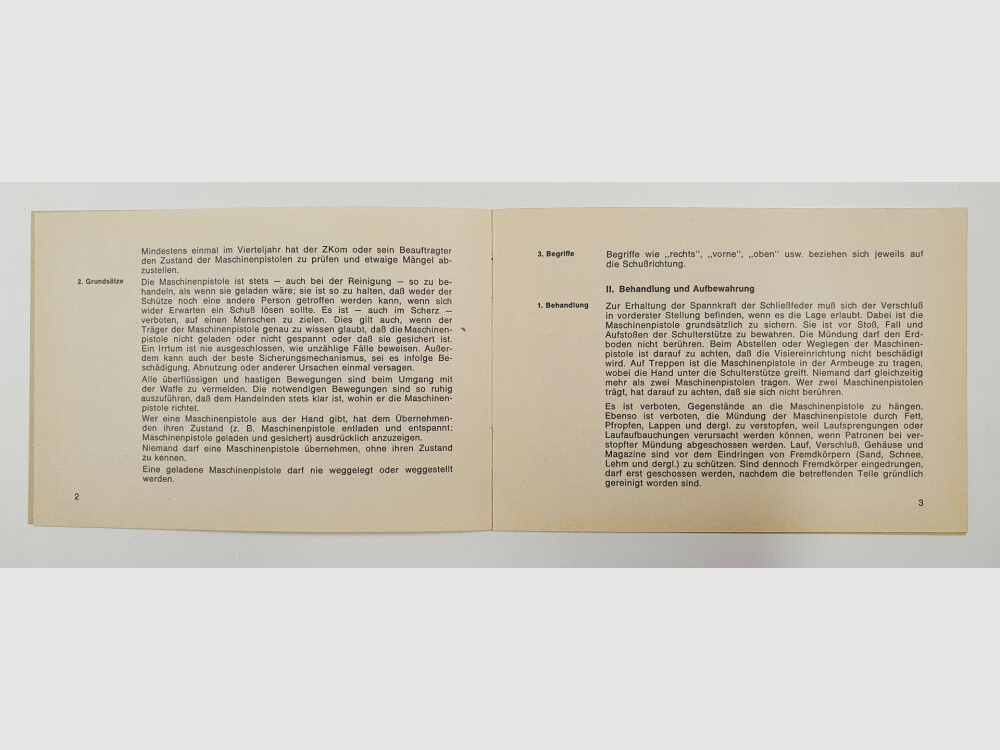 Heckler & Koch Instruction HK MP5 Treatment Care Cleaning Federal Ministry of Finance BMF / CUSTOMS Bonn 1968