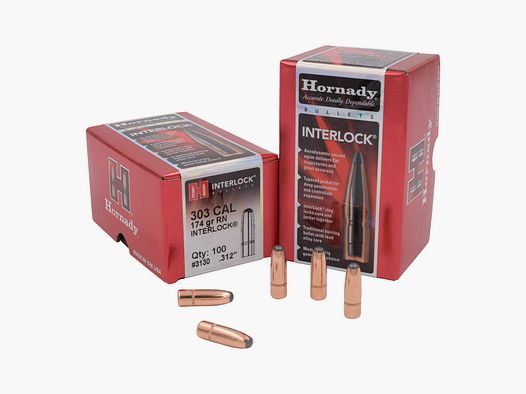 Hornady BULLETS .303/.312 174GR INTERLOCK RN – 100 Stk.