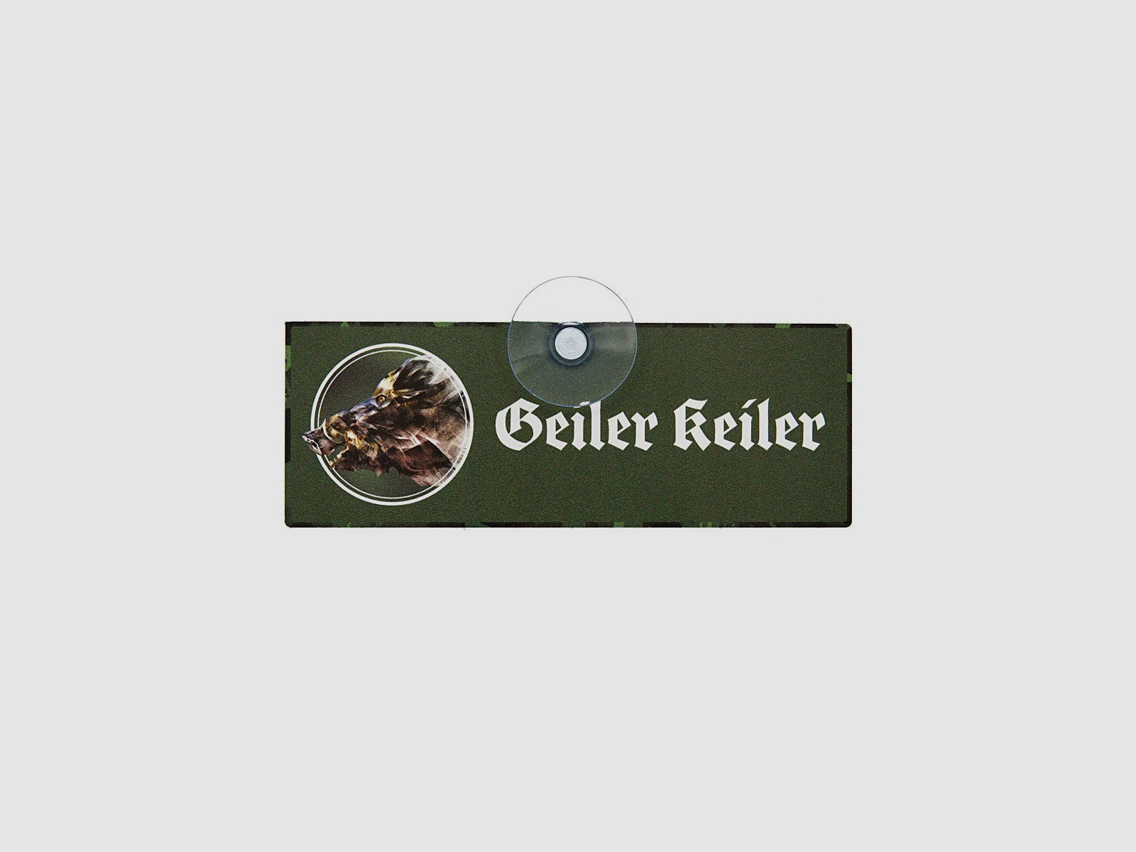WILDE HILDE Jagdschild mit Saugnapf "GEILER KEILER"