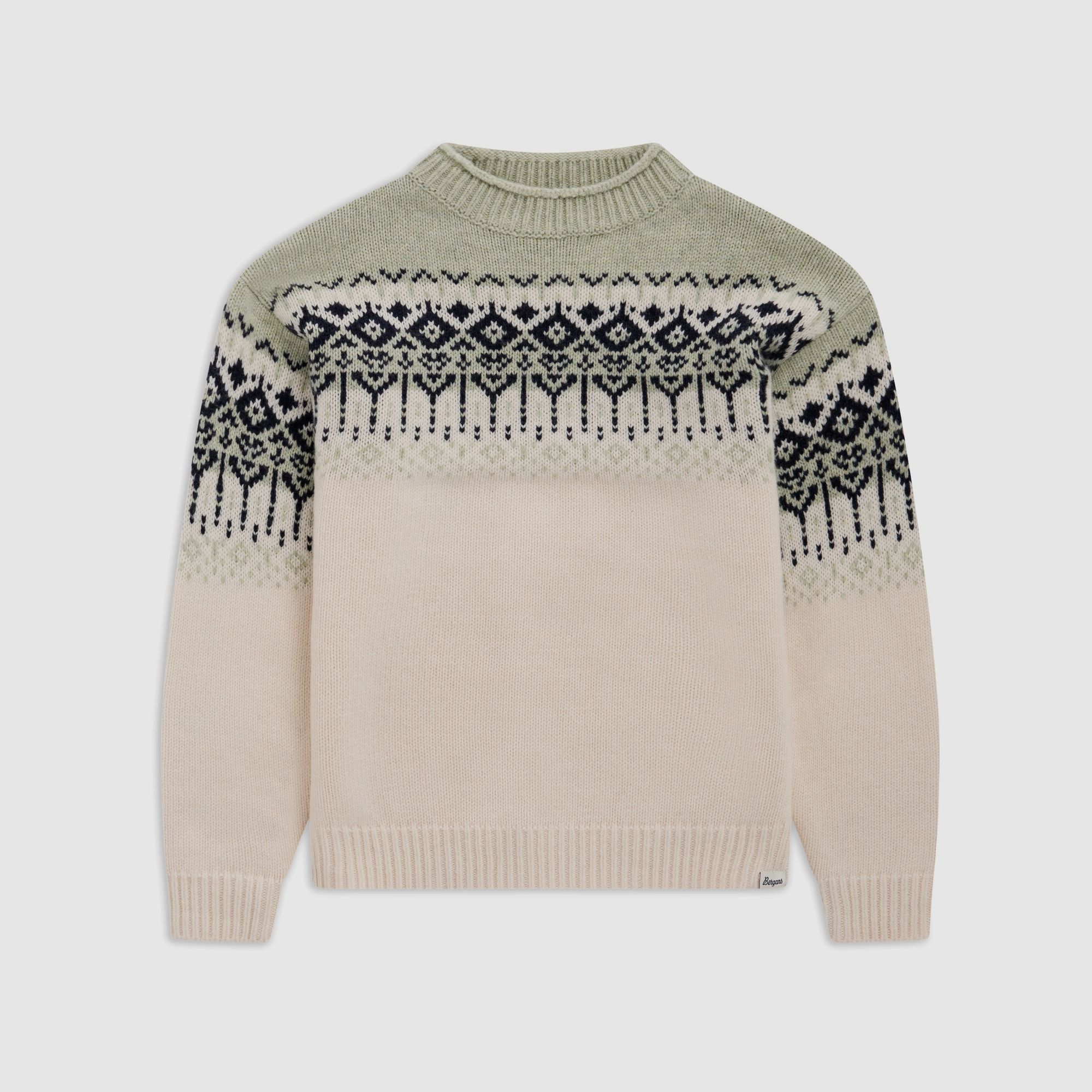 Bergans Steiro Knitted Wool Sweater Cream/Light Green Mud L