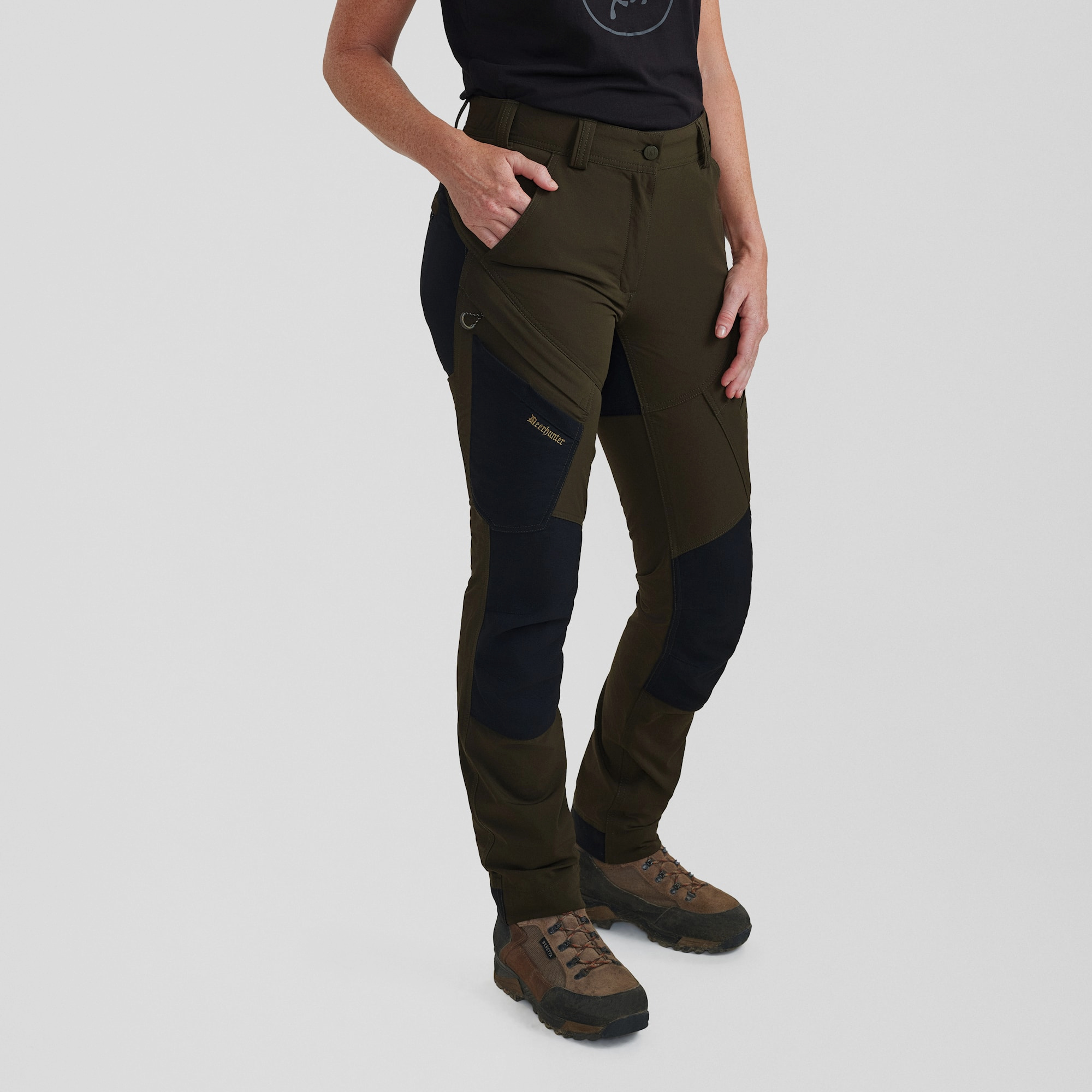 Pantaloni Deerhunter Lady Northward Verde Moka/Nero 38