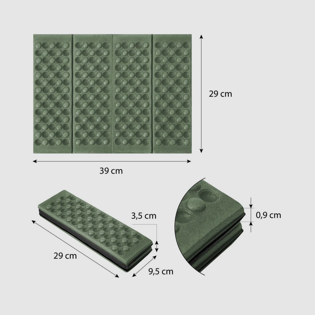Matelas pliant NILS assise 39x29cm vert, image 2 sur 4