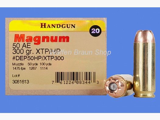 HORNADY .50AE 300GR XTP/HP #9245 20 pieces