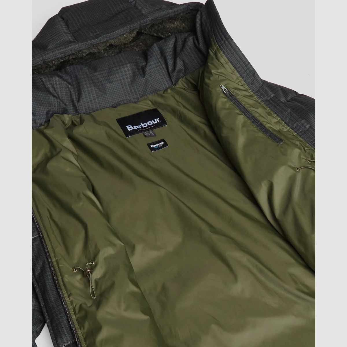 BARBOUR Gewatteerde mantel Herring Quilt Olijf Prince Of Wales Ruit