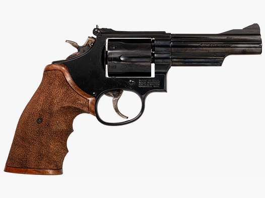 Smith & Wesson 19-6 punzierter Griff, Galco-Lederholster, original Griffschalen .357Mag