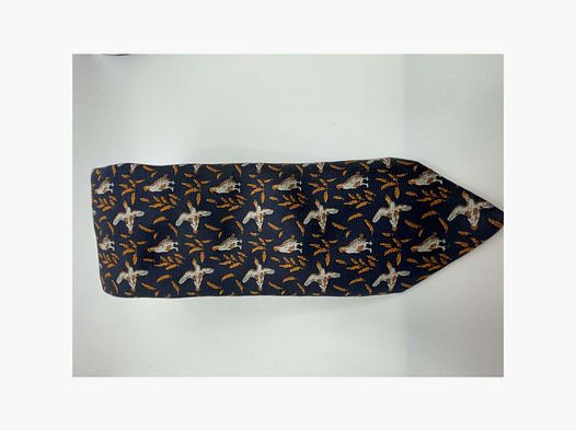 Robert Keyte Cravate 100% soie bleue motif faisan des bois